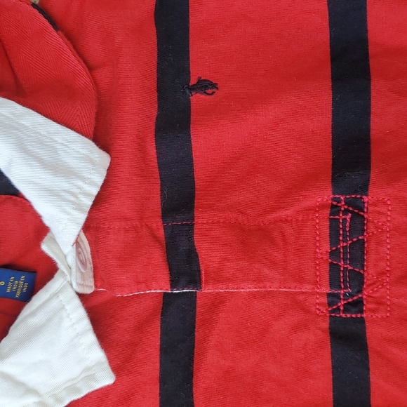 Polo Ralph Lauren Long Sleeve Hooded Pullover Polo Red Black Stripe Youth 6 - Picture 2 of 8